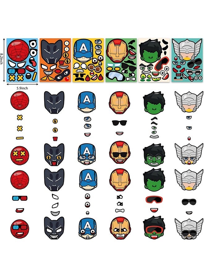 بيوينتي حزب المواد مجموعة هدية عيد ميلاد بطل خارق تشمل أقنعة بطل خارق (12 قطعة) ، 12 أسوار صفعة ، 12 ملصقات وجه بطل خارق ، 12 بروش ، 12 سلاسل مفاتيح ، 12 كيس هدايا و 50 قطعة ملصقات (122PC) - Image 4