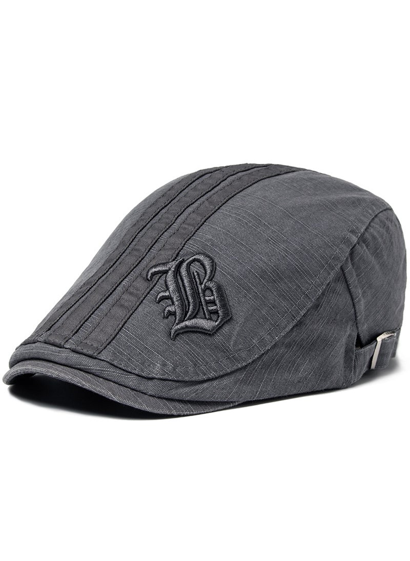 Generic - Mens Cotton Beret Letter Design Breathable Duckbill Cap Khaki - Image 1