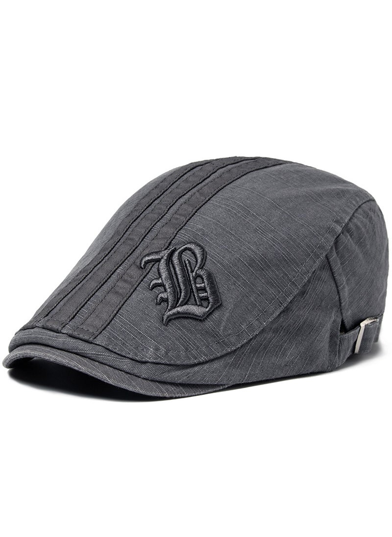 Generic - Mens Cotton Beret Letter Design Breathable Duckbill Cap Khaki - Image 1