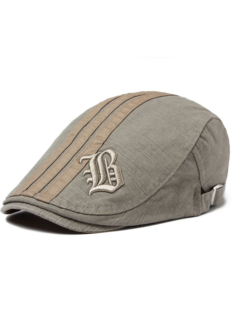 Generic - Mens Cotton Beret Letter Design Breathable Duckbill Cap Khaki - Image 1
