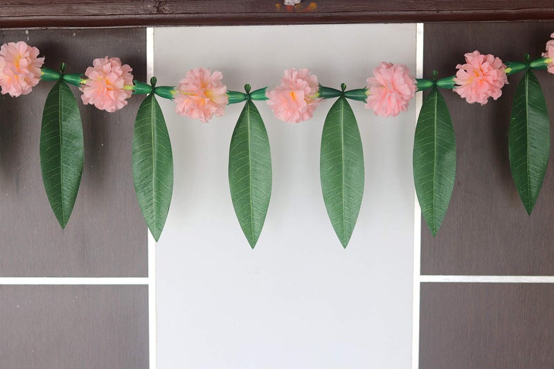 S2S® Artificial BabyPink Flowers & Mango Leaf Door Toran - Image 3