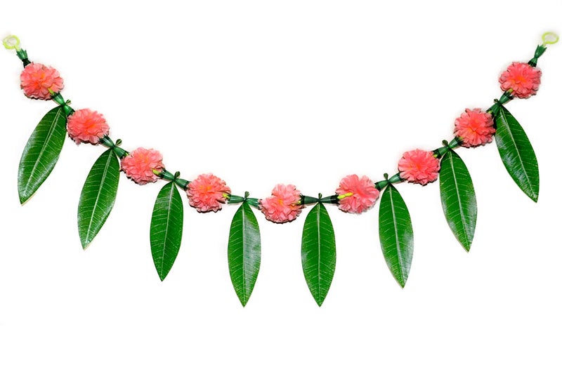 S2S® Artificial BabyPink Flowers & Mango Leaf Door Toran - Image 5