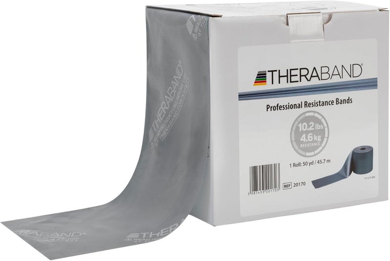 TheraBand Professional Resistance Bands - 50 Yard Roll, Silver, Super Heavy for Upper & Lower Body Exercise, Physical Therapy, Pilates, and Home Workouts - Image 1
