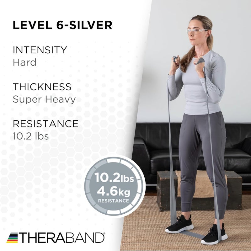 TheraBand Professional Resistance Bands - 50 Yard Roll, Silver, Super Heavy for Upper & Lower Body Exercise, Physical Therapy, Pilates, and Home Workouts - Image 3