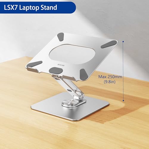 BESIGN LSX7 Laptop Stand with 360 Rotating Base, Ergonomic Adjustable Notebook Riser Holder Compatible with Air, Pro, Dell, HP, Lenovo More 10-15.6" Laptops (Silver) - Image 5