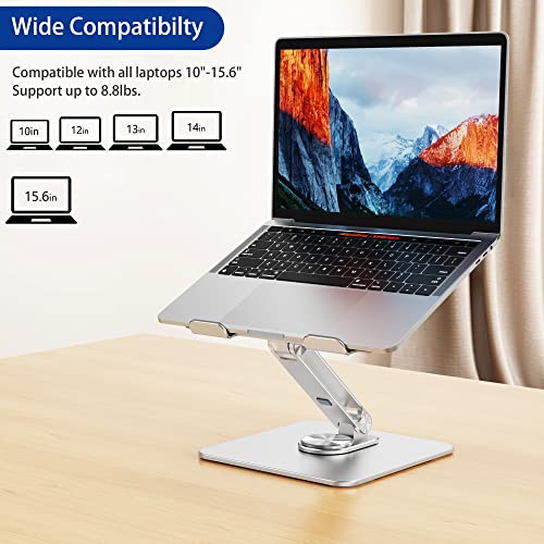 BESIGN LSX7 Laptop Stand with 360 Rotating Base, Ergonomic Adjustable Notebook Riser Holder Compatible with Air, Pro, Dell, HP, Lenovo More 10-15.6" Laptops (Silver) - Image 3