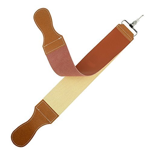 Grandslam Leather Strop for Straight Razor Sharpening and Smooth - Professional Straight Razor Knife Cowhide and Canvas Dual Strop Brown - Image 1