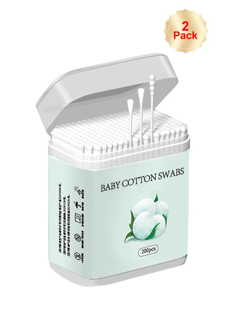 Cotton Swabs Disposable Paper Sticks Cotton Buds for Baby Ear Nose Clean 400 Count (Spiral and Scoop) Ear Swabs for Baby Adult Earpick - Image 1