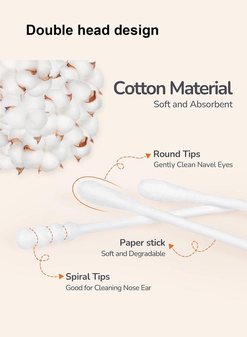 Cotton Swabs Disposable Paper Sticks Cotton Buds for Baby Ear Nose Clean 400 Count (Spiral and Scoop) Ear Swabs for Baby Adult Earpick - Image 2