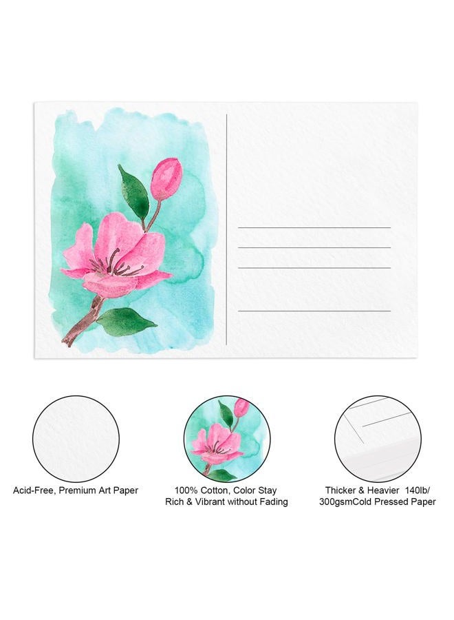 fuceury 50 Pieces Watercolor Postcards, 100% Cotton 140lb/300gsm Blank Postcards 4x6 Inch Watercolor Paper Post Cards for Watercolor Journal, DIY, Mailing, Painting, Invitations, Greeting Cards - Image 3