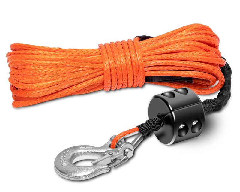 METOWARE Synthetic Winch Rope Kit 14 x 50ft 10000 LBS Winch Cable Line with Protective Sleeve Hook and Stopper Fits 4WD Off Road Vehicle UTV ATV SUV Truck