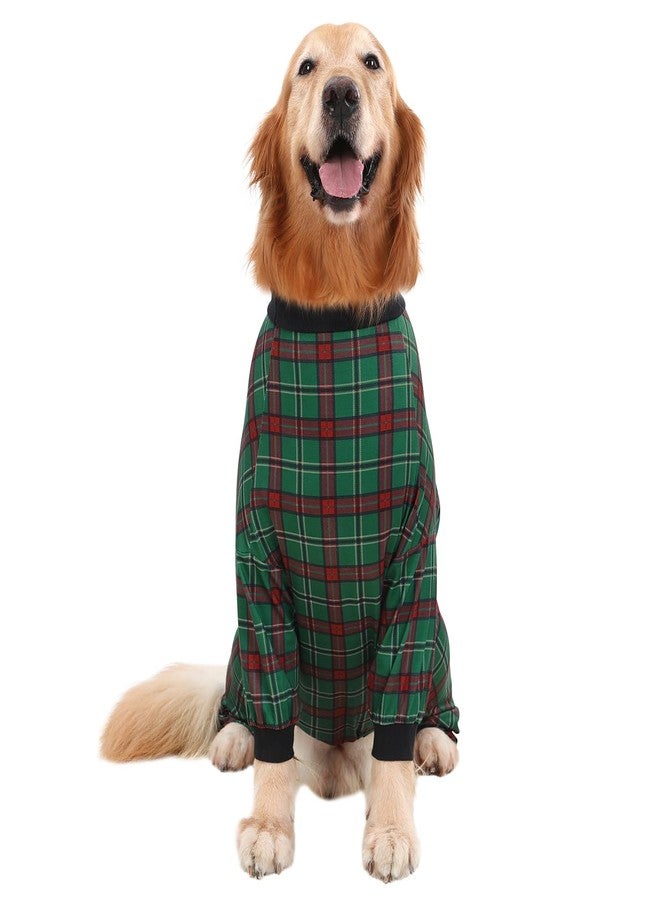 HDE Dog Pajamas One Piece Jammies Jumpsuit Pet Clothes Outfit Stretchy Lightweight Comfy Shirt Pjs for M-3XL Dogs Holiday Plaid - 2XL - Image 2