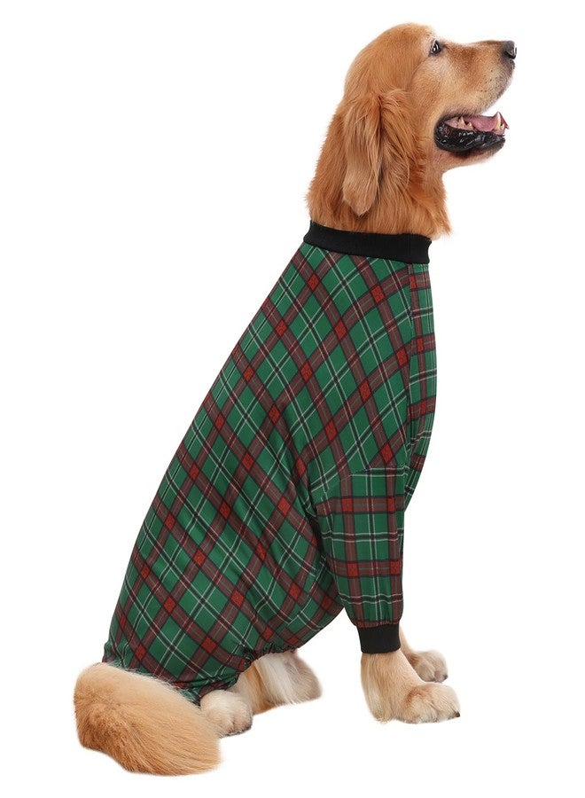 HDE Dog Pajamas One Piece Jammies Jumpsuit Pet Clothes Outfit Stretchy Lightweight Comfy Shirt Pjs for M-3XL Dogs Holiday Plaid - 2XL - Image 1