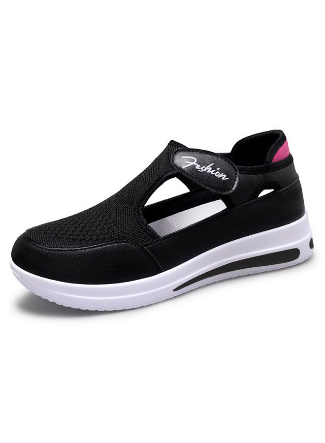 Shoes For Women, Versatile Large Size Casual Shoes, Fly-woven Breathable Mesh Shoes, Velcro Mom Shoes, Soft-soled Shoes