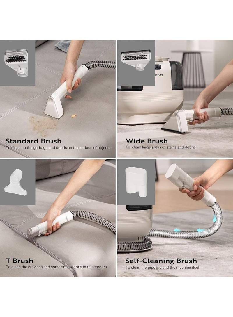 PRIMO PLUS Portable Multipurpose Carpet Cleaner Machine, 15s Fast Heating Spot Cleaner for Upholstery, 4 Detachable Brush Heads for Pets, Couch, Car Seats, Self-Cleaning - Image 3
