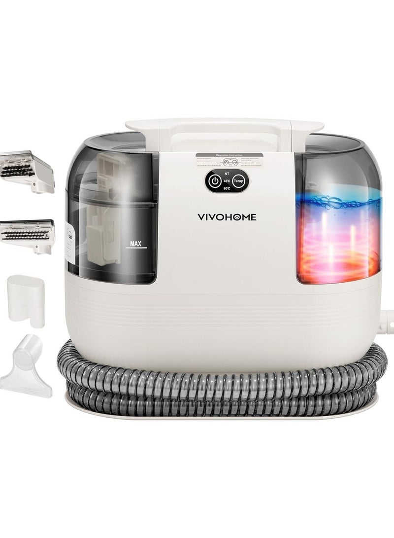 PRIMO PLUS Portable Multipurpose Carpet Cleaner Machine, 15s Fast Heating Spot Cleaner for Upholstery, 4 Detachable Brush Heads for Pets, Couch, Car Seats, Self-Cleaning - Image 1