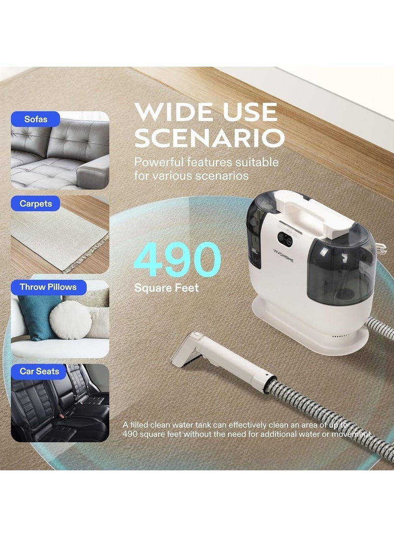 PRIMO PLUS Portable Multipurpose Carpet Cleaner Machine, 15s Fast Heating Spot Cleaner for Upholstery, 4 Detachable Brush Heads for Pets, Couch, Car Seats, Self-Cleaning - Image 5
