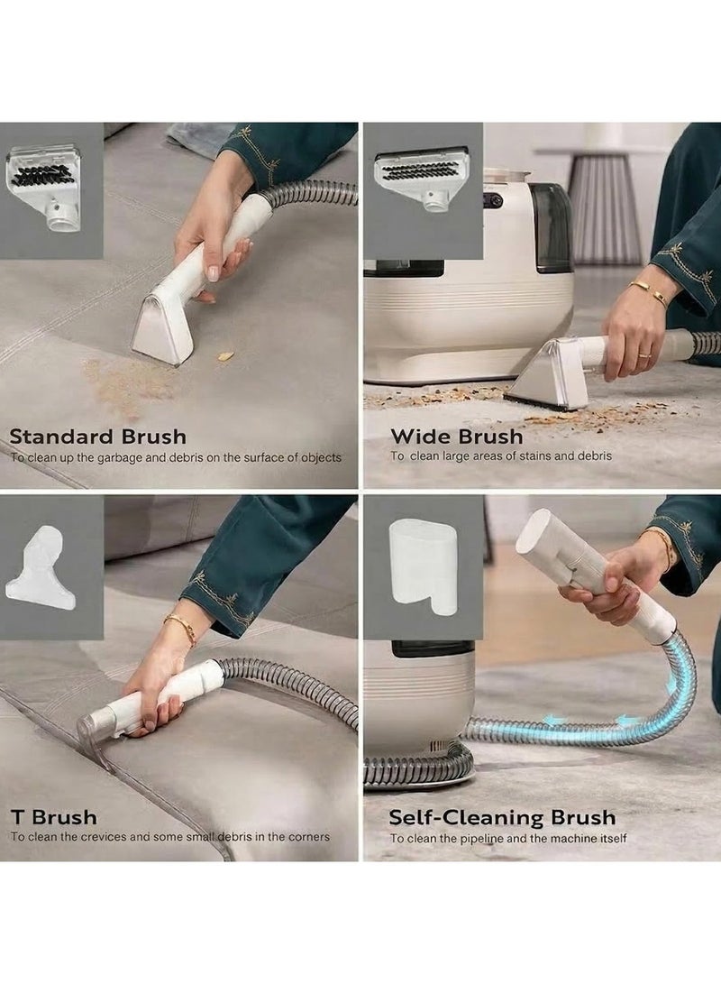 PRIMO PLUS Portable Multipurpose Carpet Cleaner Machine, 15s Fast Heating Spot Cleaner for Upholstery, 4 Detachable Brush Heads for Pets, Couch, Car Seats, Self-Cleaning - Image 5