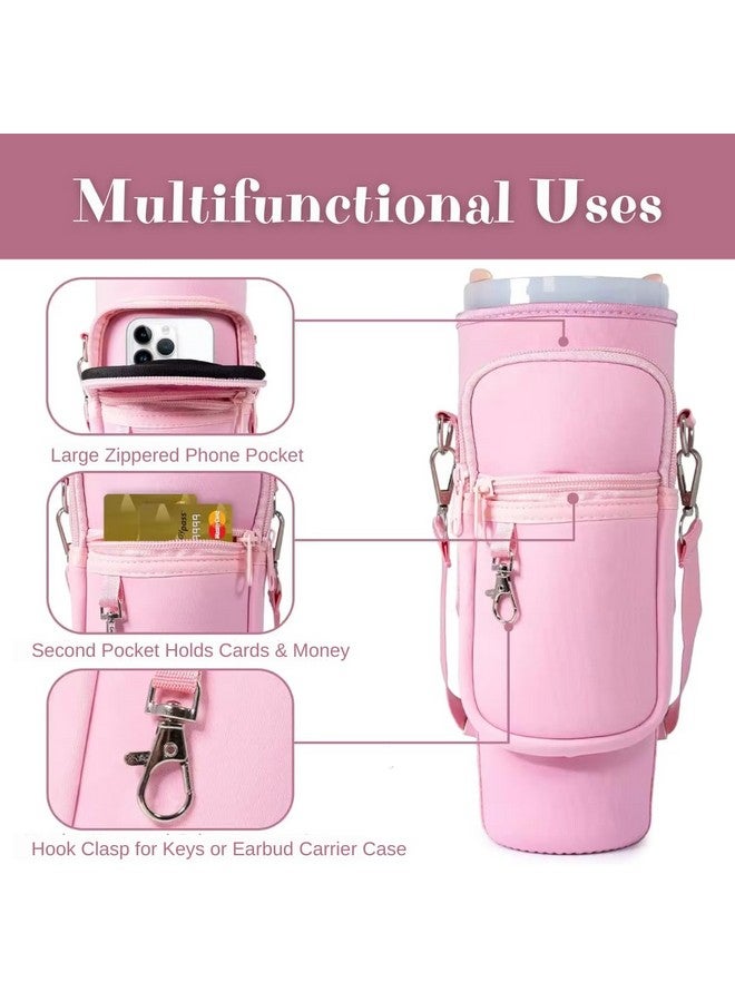 Water Bottle Cup Holder for Stanley Quencher with Stroller Handle and Shoulder Straps, Zippered Wallet & Accessory Clip  - Image 3