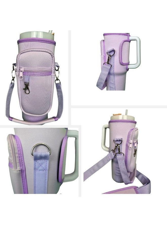 Water Bottle Cup Holder for Stanley Quencher with Stroller Handle and Shoulder Straps, Zippered Wallet & Accessory Clip  - Image 4
