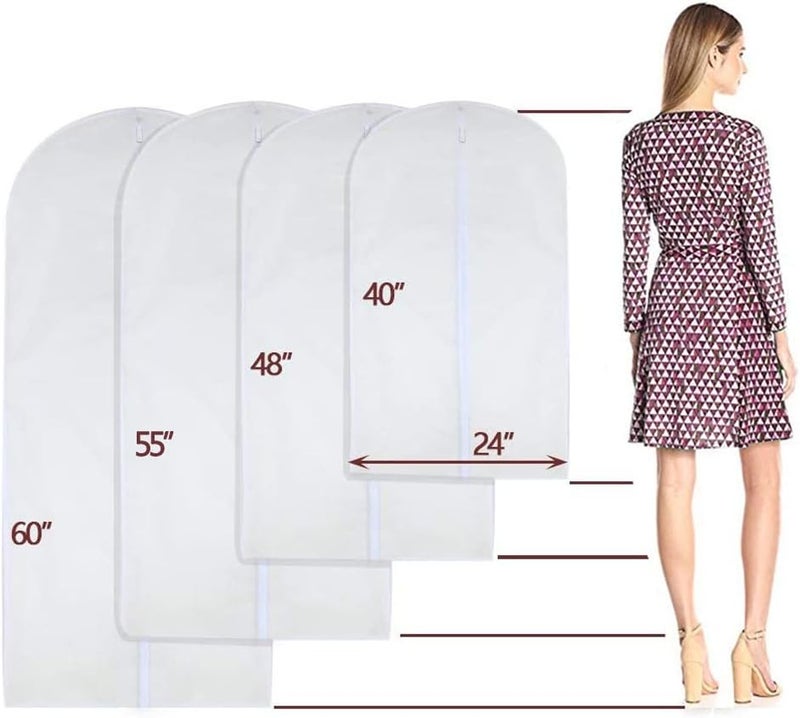 Refrze Garment Bags with Zipper, Garment Cover, 8 Pack Clear Garment Bags, Hanging Garment Bag, Dress Garment Bags for Closet Storage or Travel, Breathable Garment Covers 24'' x 40''/ 8 Pack - Image 3