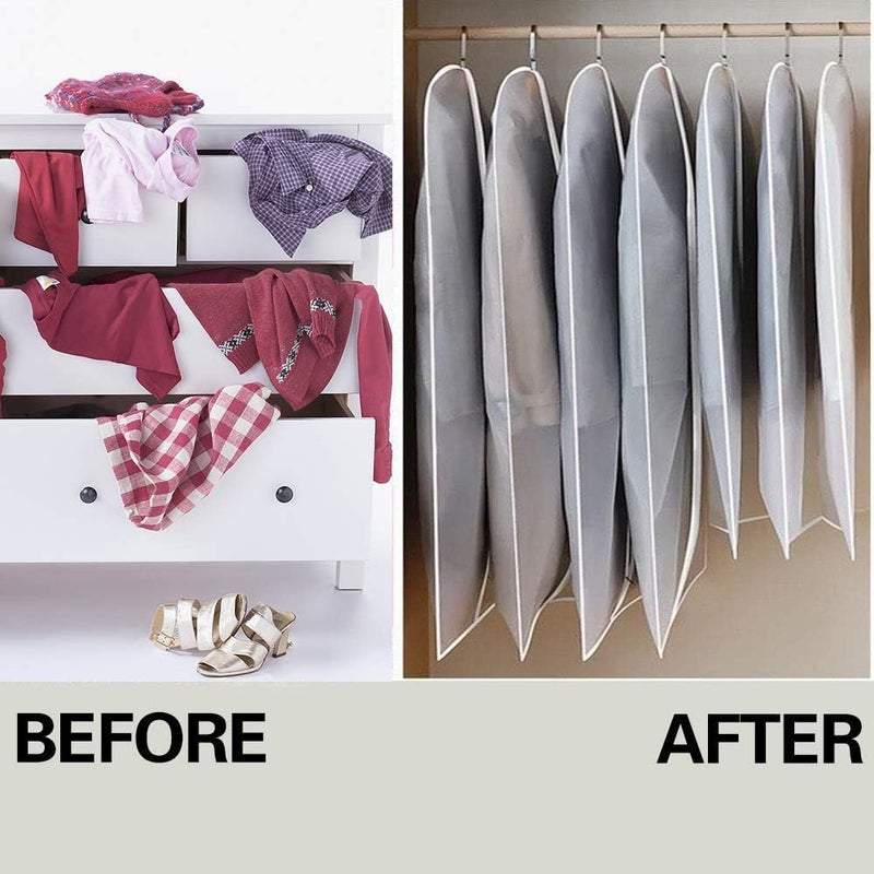 Refrze Garment Bags with Zipper, Garment Cover, 8 Pack Clear Garment Bags, Hanging Garment Bag, Dress Garment Bags for Closet Storage or Travel, Breathable Garment Covers 24'' x 40''/ 8 Pack - Image 5