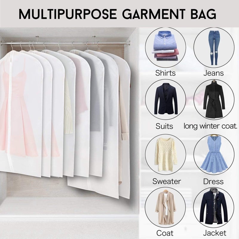 Refrze Garment Bags with Zipper, Garment Cover, 8 Pack Clear Garment Bags, Hanging Garment Bag, Dress Garment Bags for Closet Storage or Travel, Breathable Garment Covers 24'' x 40''/ 8 Pack - Image 4