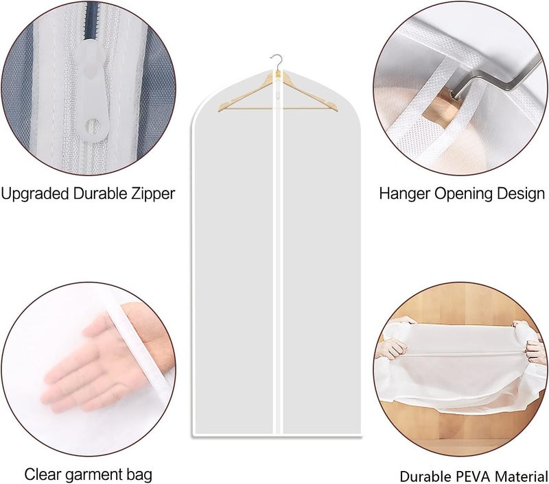 Refrze Garment Bags with Zipper, Garment Cover, 8 Pack Clear Garment Bags, Hanging Garment Bag, Dress Garment Bags for Closet Storage or Travel, Breathable Garment Covers 24'' x 40''/ 8 Pack - Image 2