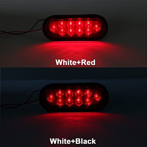 Partswcgg 4Pcs 6 Inch Oval LED Trailer Tail Lights 10 Diodes, Red Trailer Truck Sealed RED 6" Oval LED Stop Turn Tail Light Brake Lights Flush Mount w/Rubber Grommets 3-Prong Wire Pigtails Waterproof - Image 3