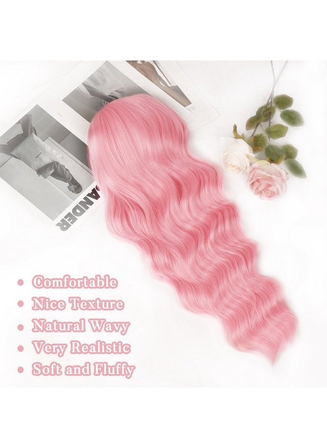 Pink Wigs With Bangs For Women Long Curly Wavy Hair Wigs Heat Resistant Synthetic Fiber Wigs For Daily Party Use 26 Inches (Pink) - pzsku/Z67BBC1AFB2BB0978264FZ/45/_/1734183076/61cf3cf6-a630-4a40-ba56-0d74c65cfdcb