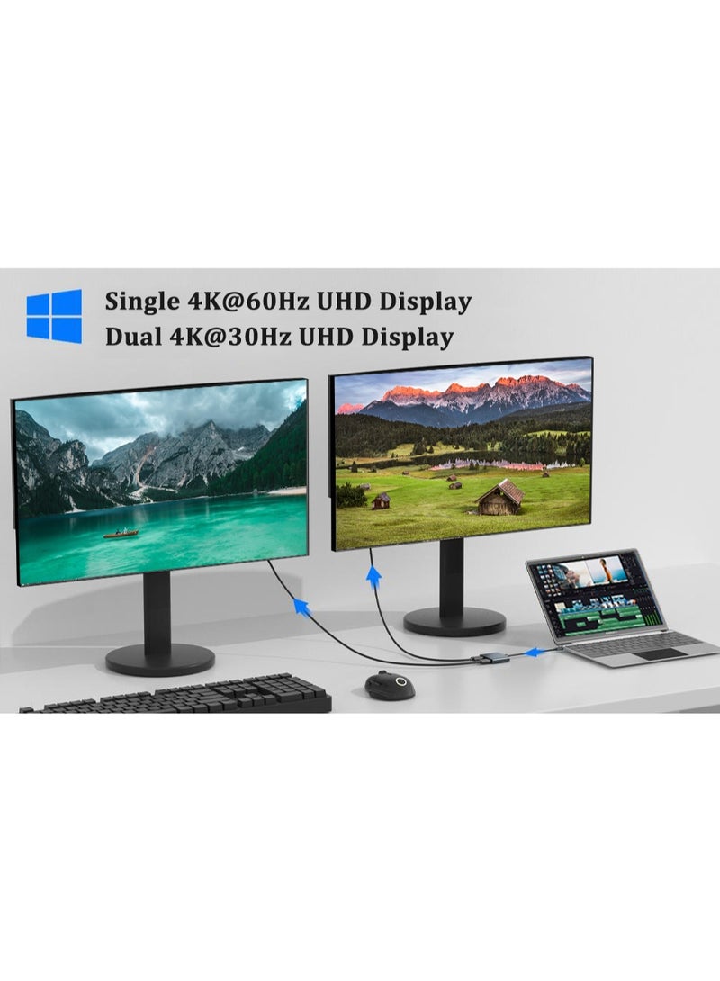 محول USB C إلى HDMI مزدوج، مع محطة توصيل HDMI بدقه 4K@60Hz، مزيل توصيل Type C إلى HDMI لشاشتين، مناسبة لحواسيب MacBook Air/Pro، Dell، HP، Lenovo، Chromebook، Surface USB Type C. - Image 5