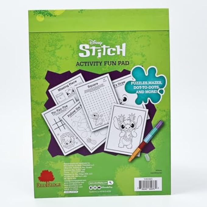 DISNEY STITCH ACTIVITY FUN PAD WITH 5 IN 1 STACKABLE CRAYON | 24 PAGES OF PUZZLE, MAZES, DOT-TO-DOTS | AGE 3+ - Image 4