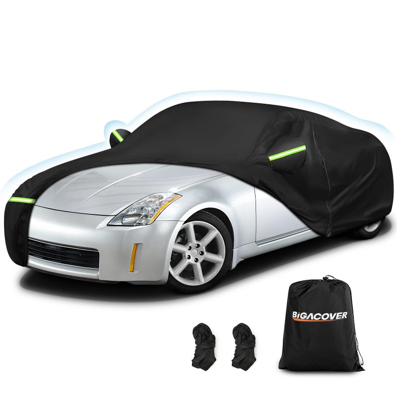 Car Cover Waterproof for 20032009 Nissan 350Z210D Oxford Cloth with Cotton Outdoor Car Covers with Zipper Windproof Heavy Duty All Weather Black