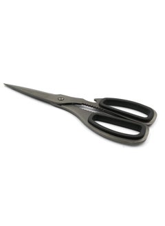 Beram 8-Inch Multipurpose Stainless Steel Scissors, Ultra Sharp Black & Silver Shears with TPR Handles, Serrated Blades, and Built-In Nutcracker, Heavy Duty Cutting Tool for Home, Office & Crafting  - Image 1