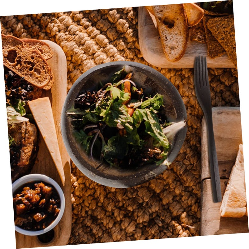 Natural Coconut Shell Bowl Set With Wooden Spoon Fork Eco Friendly Food Storage Container - Image 3