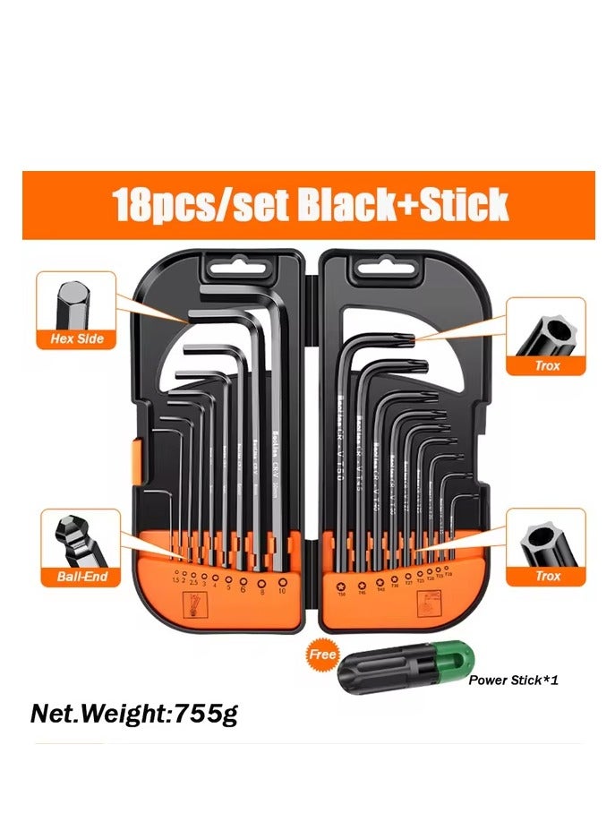 جي جوت 18 piece hex wrench set (including booster) - The internal hex wrench set is made of heat-treated steel and , with torque handle, high lever, long and short keys, and can be used for home repair, car repair, bicycle repair, etc - Image 2