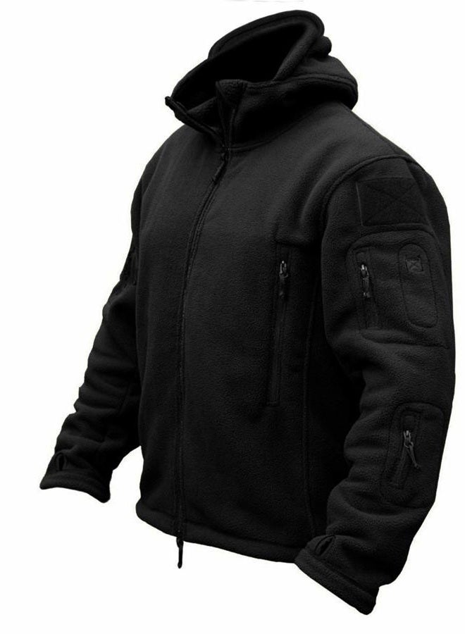 CRYSULLY Man Zipper Warm Coat Jacket Sportswear Fleece Lining Hiking Skiing Travelling Jacket Coats Black, S - Image 1
