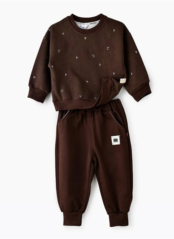 babyqlo Casual Brown Letter Print 2 piece Set for Boys