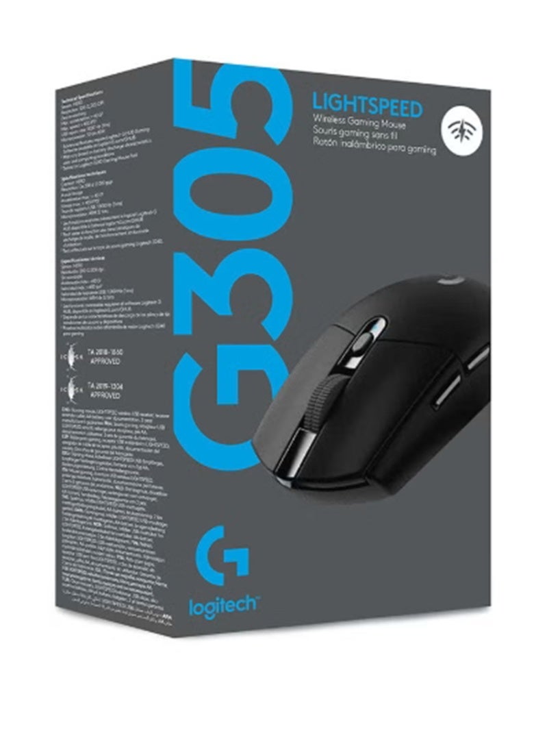 لوجيتيك Logitech G305 Lightspeed لاسلكي الألعاب الماوس ، مستشعر HERO ، 12,000 DPI ، خفيف الوزن ، 6 أزرار قابلة للبرمجة ، عمر البطارية 250 ساعة ، ذاكرة داخلية ، متوافقة مع الكمبيوتر الشخصي / Mac Black - Image 2