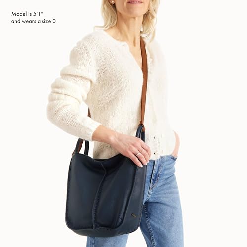 The Sak Los Feliz Crossbody Bag in Leather, Lined Purse with Single Adjustable Shoulder Strap, Indigo - Image 2