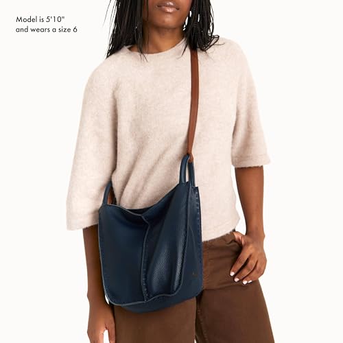 The Sak Los Feliz Crossbody Bag in Leather, Lined Purse with Single Adjustable Shoulder Strap, Indigo - Image 3