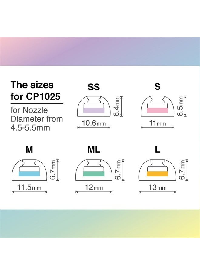 SpinFit - CP1025- L/ML- Medical Grade Silicone Patented Ear Tips, Secure Fit and Supreme Comfort Fits MTW3, Galaxy Buds 2, Soundcore Space A40 & More (2 Pairs) (for Nozzle Diameter from 4-5.5mm) - Image 1