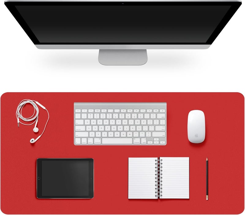 CADONO Leather Desk Pad Protector,Non-Slip Desk Pad,on-Slip PU Leather Large Mouse Pad,Easy Clean Desk Protecor Mat,Writing Pad for Office Work/Home/Decor(Red, 31.5" x 15.7") - Image 1