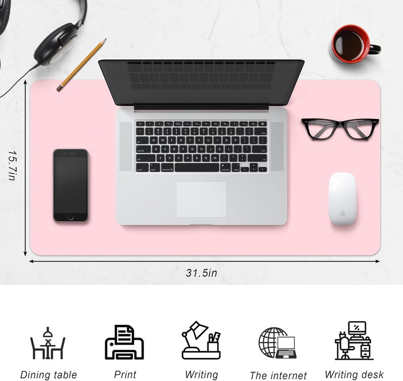 CADONO Leather Desk Pad Protector,Non-Slip Desk Pad,on-Slip PU Leather Large Mouse Pad,Easy Clean Desk Protecor Mat,Writing Pad for Office Work/Home/Decor(Red, 31.5" x 15.7") - Image 2
