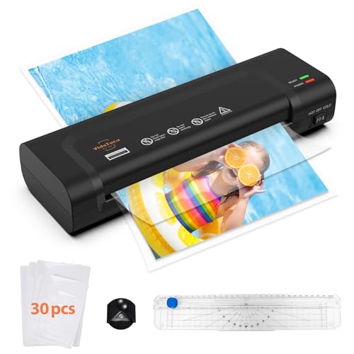 VidaTeco Laminator, Portable A4 Thermal Laminating Machine with Hot and Cold Settings, Quick Warm-up and No Bubbles with 30 Laminator Pouches, 1 Corner Rounder,1 Paper Cutter, for School/Home/Offices - Image 1