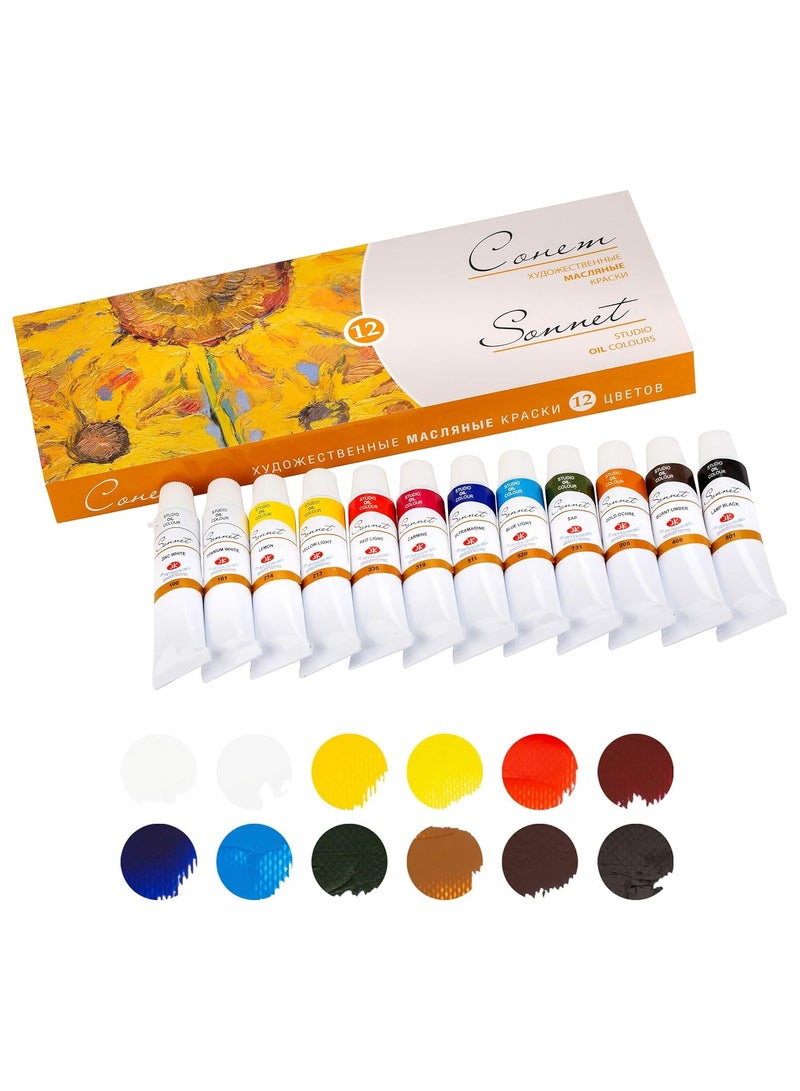 Sonnet Studio Oil Colors Set 12 Colors in 10 ml Tubes - Image 1