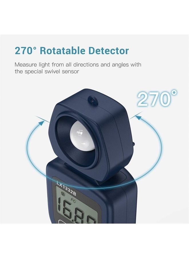 Dr.Meter مقياس الضوء LED الاحترافي، مقياس الإضاءة الرقمي مع نطاقات قياس من 0-200,000 وموصل دوار بزاوية 270 درجة - Image 1