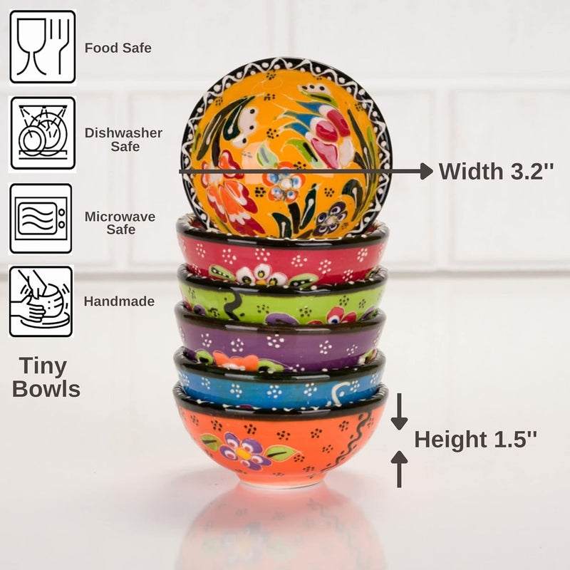BCS BCS Ceramic Pinch Bowls Set of 6 Small Bowls for Dipping  Cooking Prep  Charcuterie Board Bowls Soy Sauce Dish Multicolor Handmade Decorative Serving Dishes 32  3 oz - Image 3