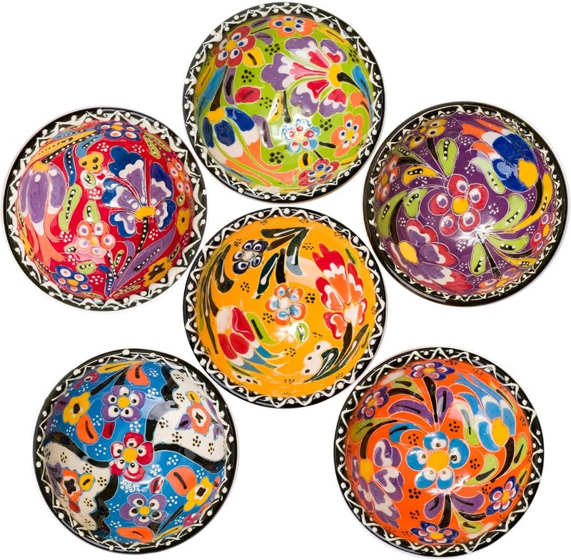BCS BCS Ceramic Pinch Bowls Set of 6 Small Bowls for Dipping  Cooking Prep  Charcuterie Board Bowls Soy Sauce Dish Multicolor Handmade Decorative Serving Dishes 32  3 oz - Image 1