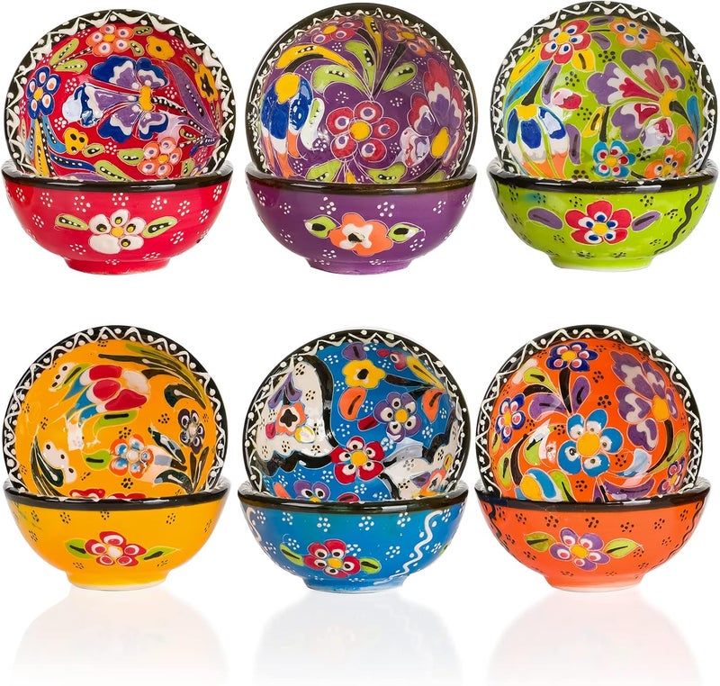 BCS BCS Ceramic Pinch Bowls Set of 6 Small Bowls for Dipping  Cooking Prep  Charcuterie Board Bowls Soy Sauce Dish Multicolor Handmade Decorative Serving Dishes 32  3 oz - Image 5